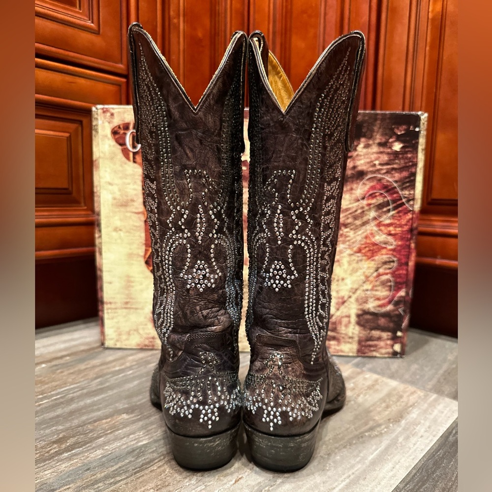Old Gringo Eagle Crystal Swarovski Brown Cowboy Boots Size 7.5 Wedding Bling View 6